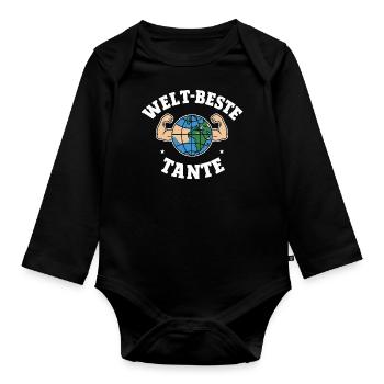 Weltbeste Tante Geburtstag Liebe Dankeschön - Baby Bio-Langarm-Body - Schwarz - Vorne