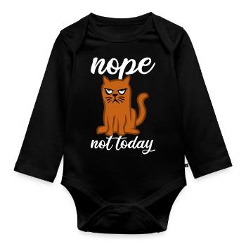 Non, pas aujourd’hui - Chat - Mauvaise humeur - Body Bébé bio manches longues - noir - Devant