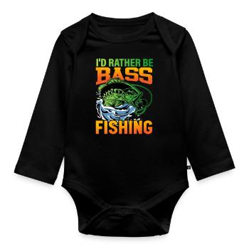 Ich wäre lieber Barschfischen - Baby Bio-Langarm-Body - Schwarz - Vorne