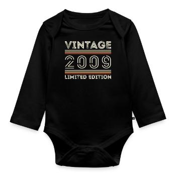 Millésime 2009 - Année 2009 Cadeau d’anniversaire 2009 - Body Bébé bio manches longues - noir - Devant