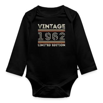 Millésime 1962 - Année 1962 Cadeau d’anniversaire 1962 - Body Bébé bio manches longues - noir - Devant