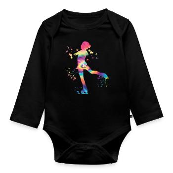 Eiskunstläufer Schlittschuhlaufen Eiskunstlauf - Baby Bio-Langarm-Body - Schwarz - Vorne