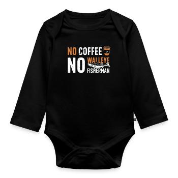 Pêcheur de doré Pas de café Pas de canne à pêche Café - Body Bébé bio manches longues - noir - Devant