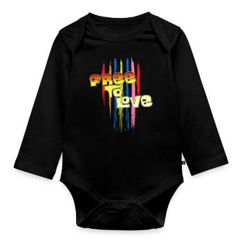 Libre d’aimer - Body Bébé bio manches longues - noir - Devant