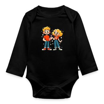 Modern Love Sparkle - Organic Longsleeve Baby Bodysuit - black - Front