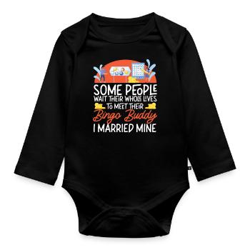 Joueur de bingo mari femme mariage - Body Bébé bio manches longues - noir - Devant