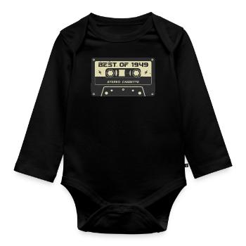 Retro Kassette 1949 vintage 1949 Geburtstag 1949 - Baby Bio-Langarm-Body - Schwarz - Vorne