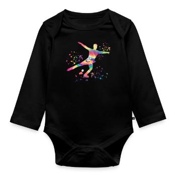 Eiskunstläufer Schlittschuhlaufen Eiskunstlauf - Baby Bio-Langarm-Body - Schwarz - Vorne