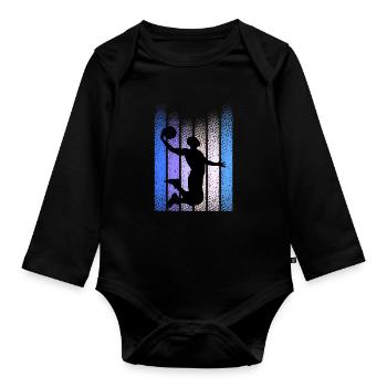 Vintage Retro Basketball Player - Baby Bio-Langarm-Body - Schwarz - Vorne