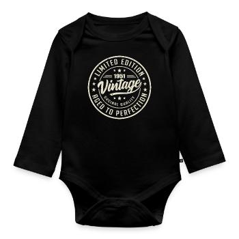 Jahrgang 1951 Geschenk 1951 Retro Geburtstag 1951 - Baby Bio-Langarm-Body - Schwarz - Vorne