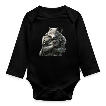 Wolf Knight Middle Ages - Organic Longsleeve Baby Bodysuit - black - Front
