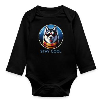 Cool Husky Shades - Organic Longsleeve Baby Bodysuit - black - Front