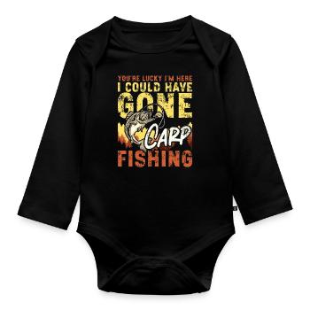 Pêche à la carpe Vous avez de la chance que je sois là Pêche sportive - Body Bébé bio manches longues - noir - Devant