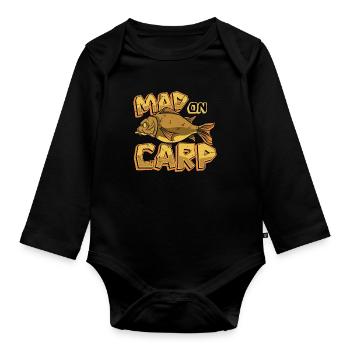 Carp Fishing Mad On Carp Fish Hunting Fisherman - Baby Bio-Langarm-Body - Schwarz - Vorne