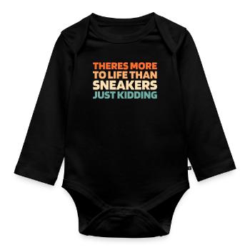 Sneakers Il y a plus à la vie - Body Bébé bio manches longues - noir - Devant