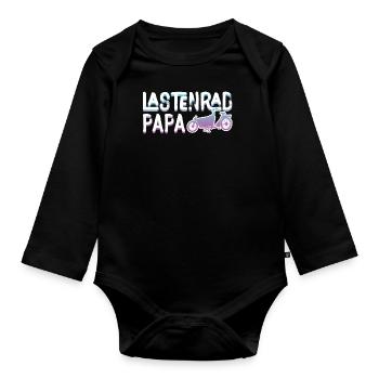 Lastenrad Papa Retro Fahhrad Cargobike - Baby Bio-Langarm-Body - Schwarz - Vorne
