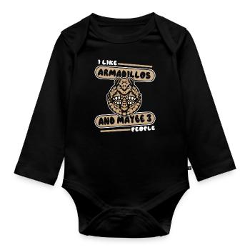 J’aime les tatous et peut-être 3 personnes fée rose - Body Bébé bio manches longues - noir - Devant