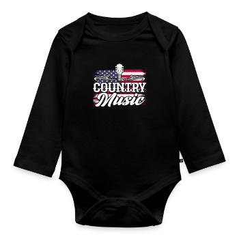 Cadeau de musique country country music - Body Bébé bio manches longues - noir - Devant