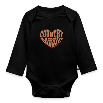 Country Music Countrymusic Geschenk - Baby Bio-Langarm-Body - Schwarz - Vorne
