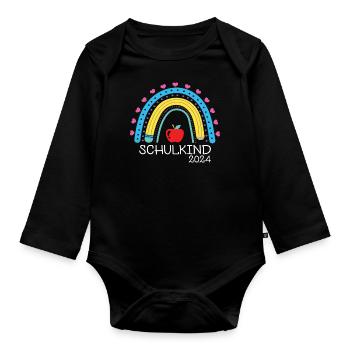 Rentrée scolaire Premier jour d’école Écolier 2024 - Body Bébé bio manches longues - noir - Devant