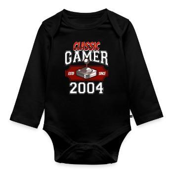Video Gaming 20 Geburtstag 2004 Classic Gamer - Baby Bio-Langarm-Body - Schwarz - Vorne