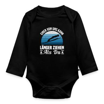 Ski Jumping Winter Sports Ski Helmet for Ski Flying - Organic Longsleeve Baby Bodysuit - black - Front