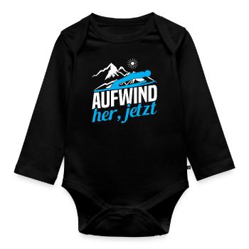 Ski Suit Ski Flying Winter Sports Skis for - Organic Longsleeve Baby Bodysuit - black - Front