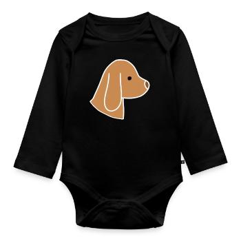 Dog Head Animal Icon - Organic Longsleeve Baby Bodysuit - black - Front