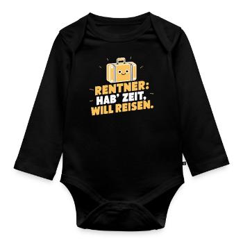 Rentner Reisezeit Ruhestand Abschiedsgeschenk - Baby Bio-Langarm-Body - Schwarz - Vorne