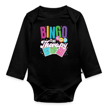 Le bingo est ma thérapie - Body Bébé bio manches longues - noir - Devant