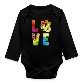 Bingo Player Watercolor Love - Baby Bio-Langarm-Body - Schwarz - Vorne