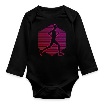 Cross Country Running Men's Running Running - Organic Longsleeve Baby Bodysuit - black - Front