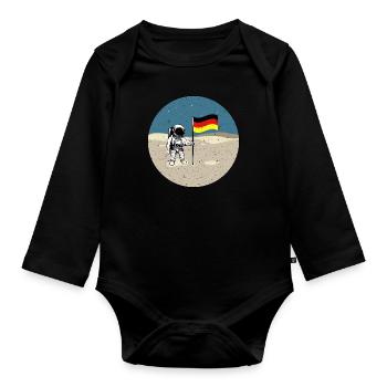 German Moon Landing German Astronaut Moon - Organic Longsleeve Baby Bodysuit - black - Front