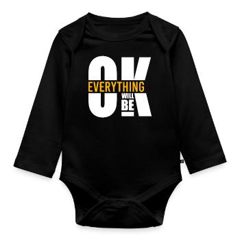 Everything will be ok Motivation - Organic Longsleeve Baby Bodysuit - black - Front