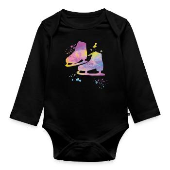 Eiskunstläufer Schlittschuhlaufen Eiskunstlauf - Baby Bio-Langarm-Body - Schwarz - Vorne