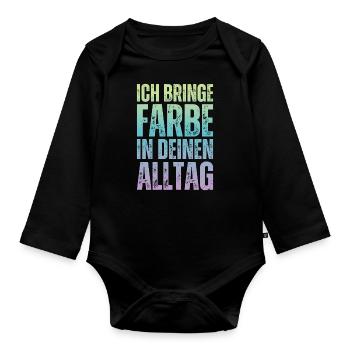 J’amène le peintre peintre papa vernisher - Body Bébé bio manches longues - noir - Devant
