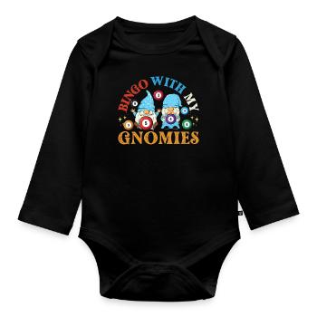 Bingo avec mes gnomies Bingo drôle - Body Bébé bio manches longues - noir - Devant