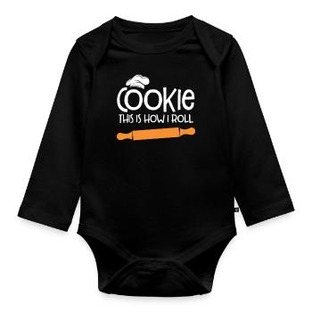 Baker Bakeries Baked Goods Baking Gift - Organic Longsleeve Baby Bodysuit - black - Front