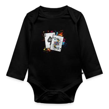 Black Jack Blackjack Kartenspiel Casino Geschenk - Baby Bio-Langarm-Body - Schwarz - Vorne