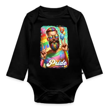 Pride Gay CSD Love LGBTQ Colors of the Rainbow - Organic Longsleeve Baby Bodysuit - black - Front