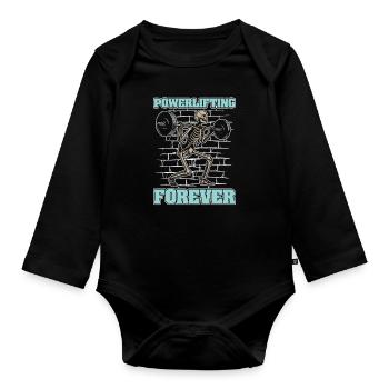 Squelette de powerlifter powerlifting - Body Bébé bio manches longues - noir - Devant
