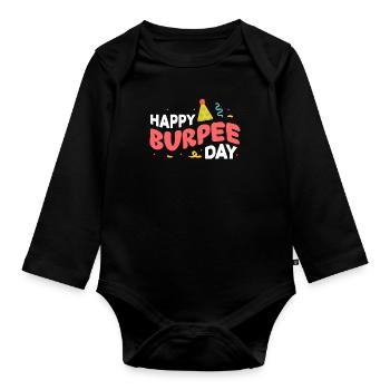 Burpees Fitness Burpee Cadeau de musculation - Body Bébé bio manches longues - noir - Devant