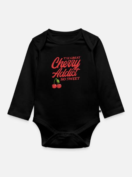 Kirsche - Baby Bio-Langarm-Body - Schwarz