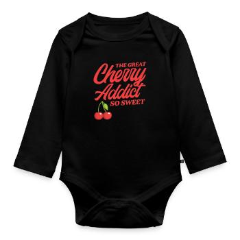 Cherry Cherry Tree Cherry Blossom Fruit Gift - Organic Longsleeve Baby Bodysuit - black - Front