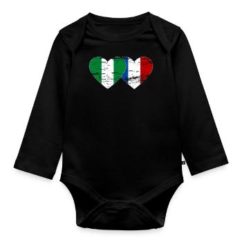 Drapeau du Nigeria France coeur utilisé - Body Bébé bio manches longues - noir - Devant
