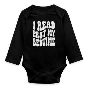 Bibliothek Buchliebhaber Lesender Bücherwurm - Baby Bio-Langarm-Body - Schwarz - Vorne