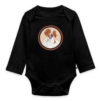 Brittany Epagneul Breton Pointing Dog Gift - Organic Longsleeve Baby Bodysuit - black - Front