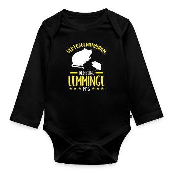 Lemming Don't Trust Vole Lemming - Organic Longsleeve Baby Bodysuit - black - Front