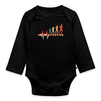 Xc Läufer Cross Country Running Ekg Heartbeat - Baby Bio-Langarm-Body - Schwarz - Vorne
