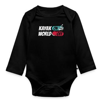 Kayaker Kayak On World Off - Organic Longsleeve Baby Bodysuit - black - Front